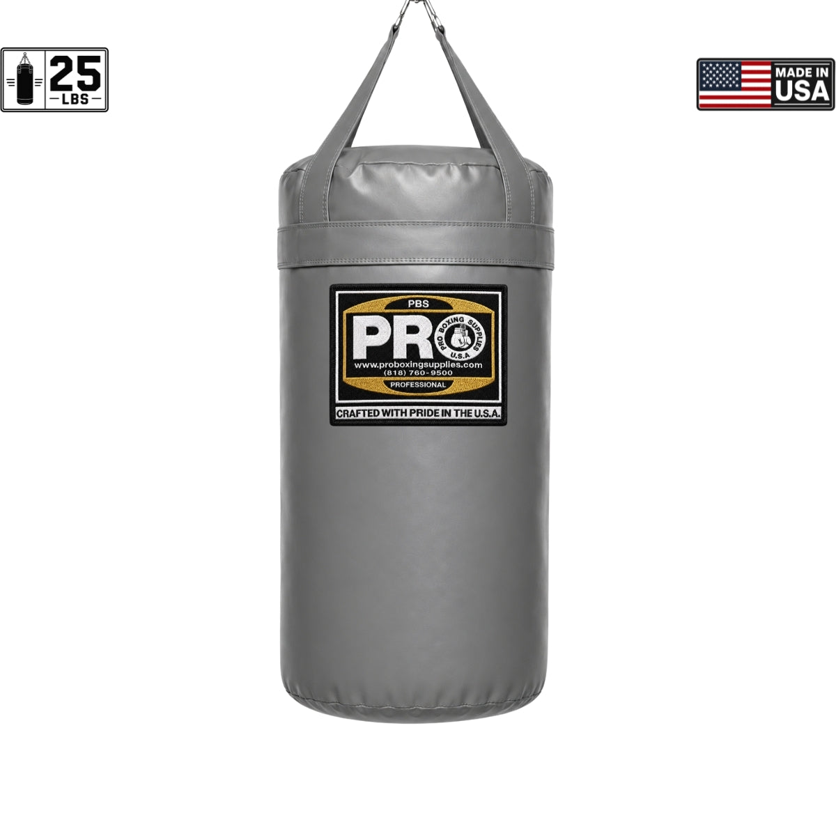 ProBoxing® 25 LBS Heavy Punching Bag - Grey