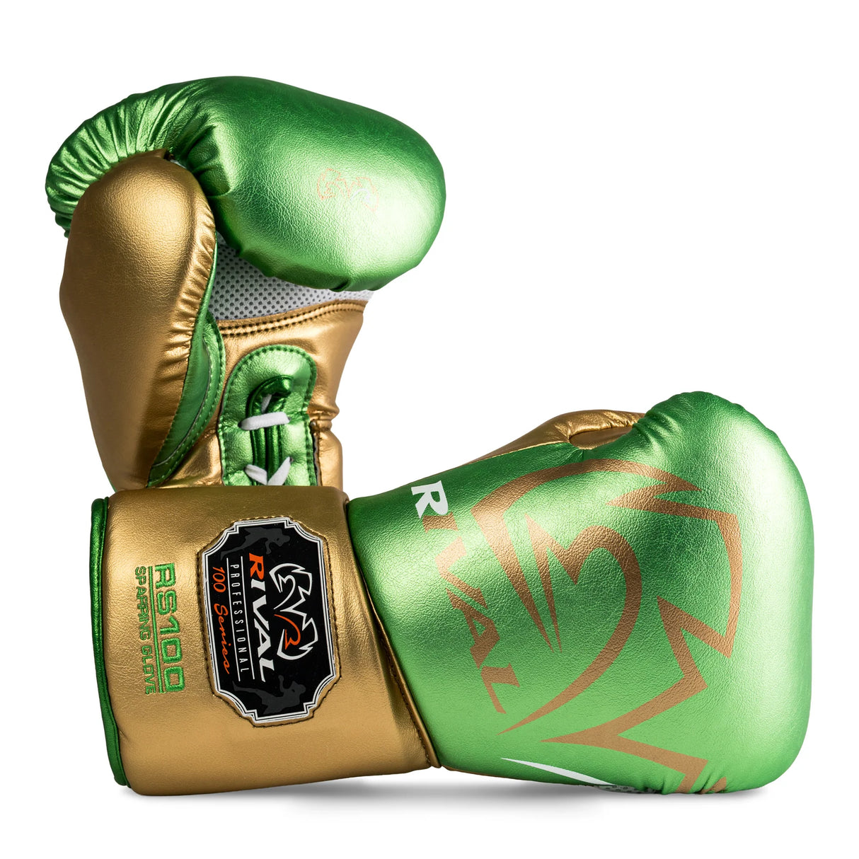 Rival RS100 Professional Sparring Gloves - Green & Gold