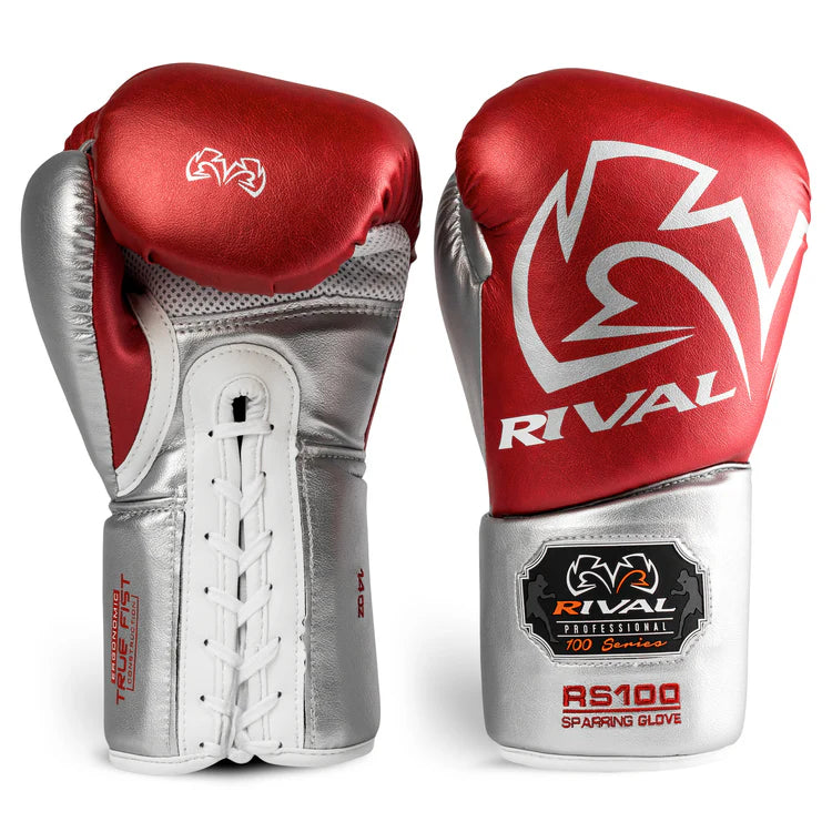 Rival RS100 Professional Sparring Gloves - Red & Silver