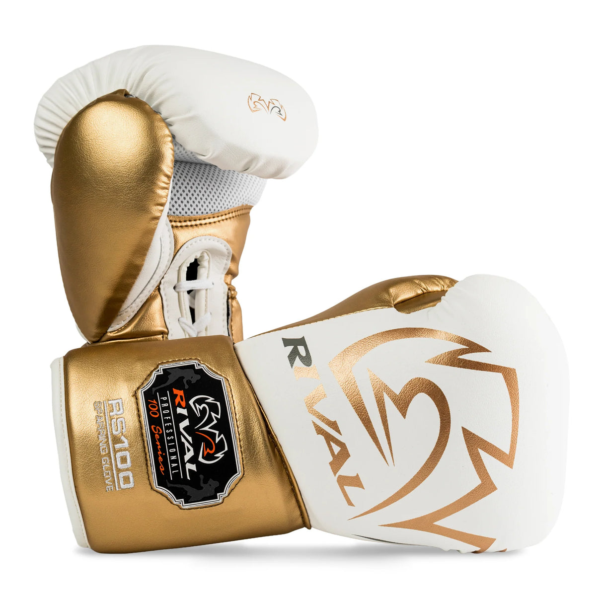Rival RS100 Professional Sparring Gloves - White & Gold