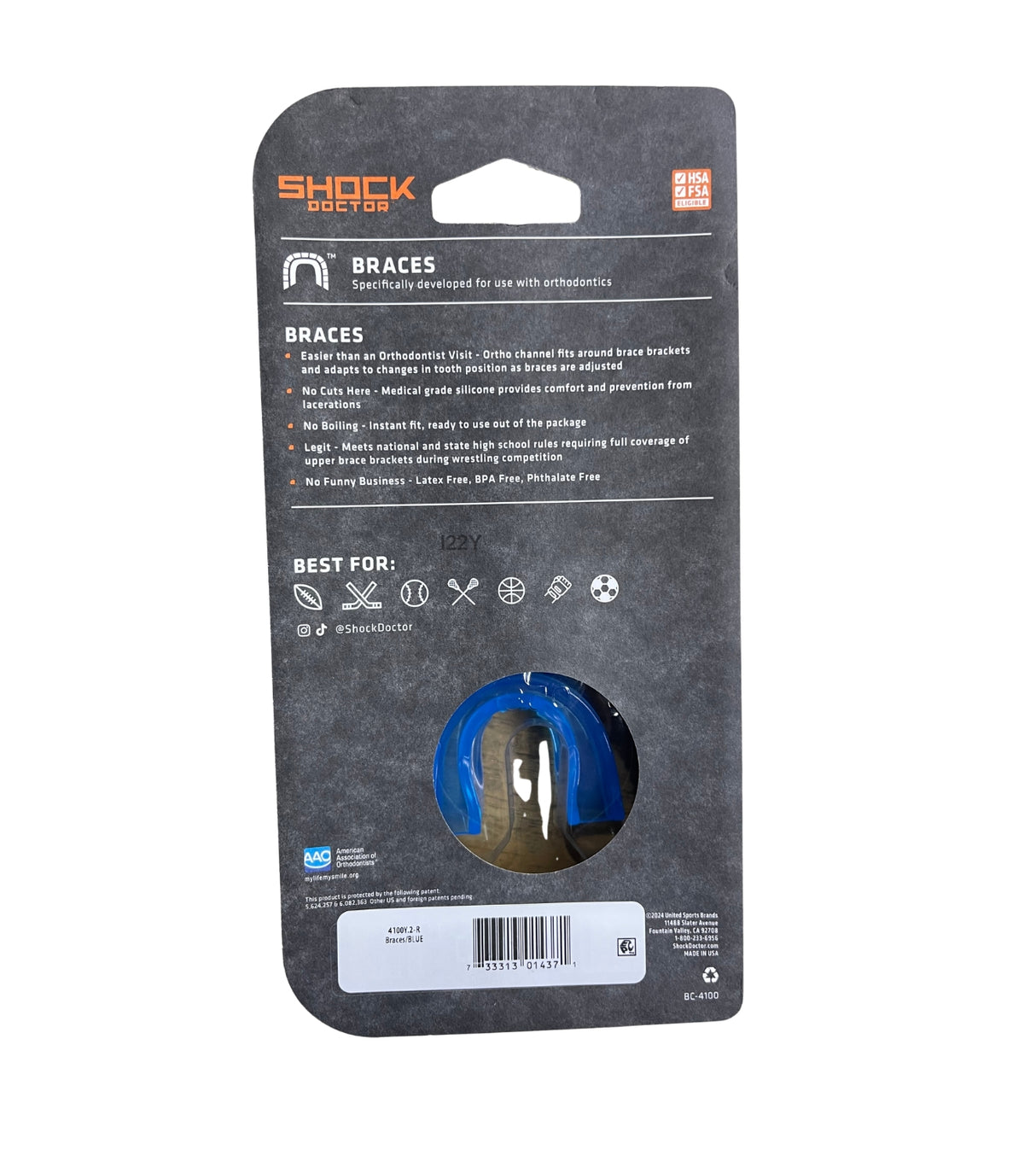 Shock Doctor - Braces Mouthguard Strapless - Blue