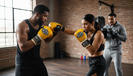 ProBoxing® Classic Leather Boxing Gloves - Training Gloves - Yellow & Black