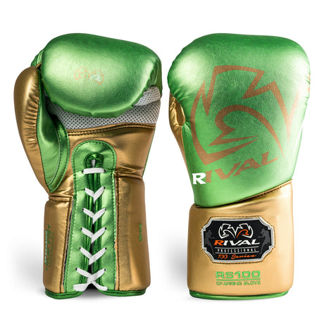 Rival RS100 Professional Sparring Gloves - Green & Gold