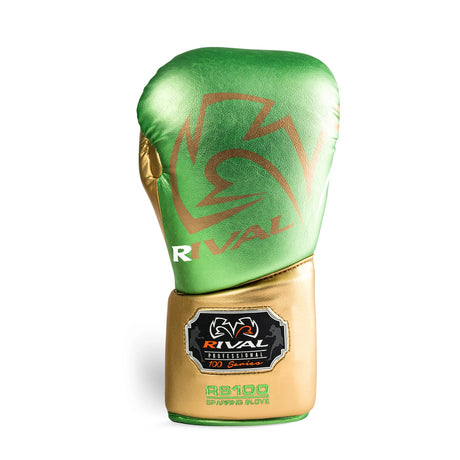 Rival RS100 Professional Sparring Gloves - Green & Gold
