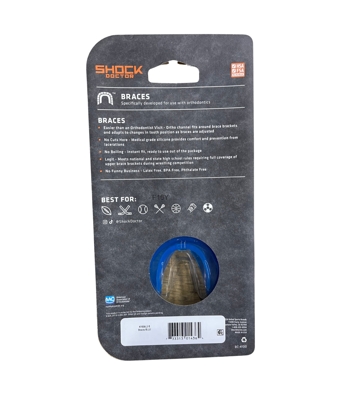 Shock Doctor - Braces Mouthguard Strapless - Blue