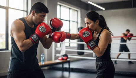 ProBoxing® Classic Leather Boxing Gloves - Training Gloves - Red & Black