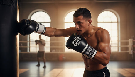 ProBoxing® Classic Leather Boxing Gloves - Training Gloves - Black & White